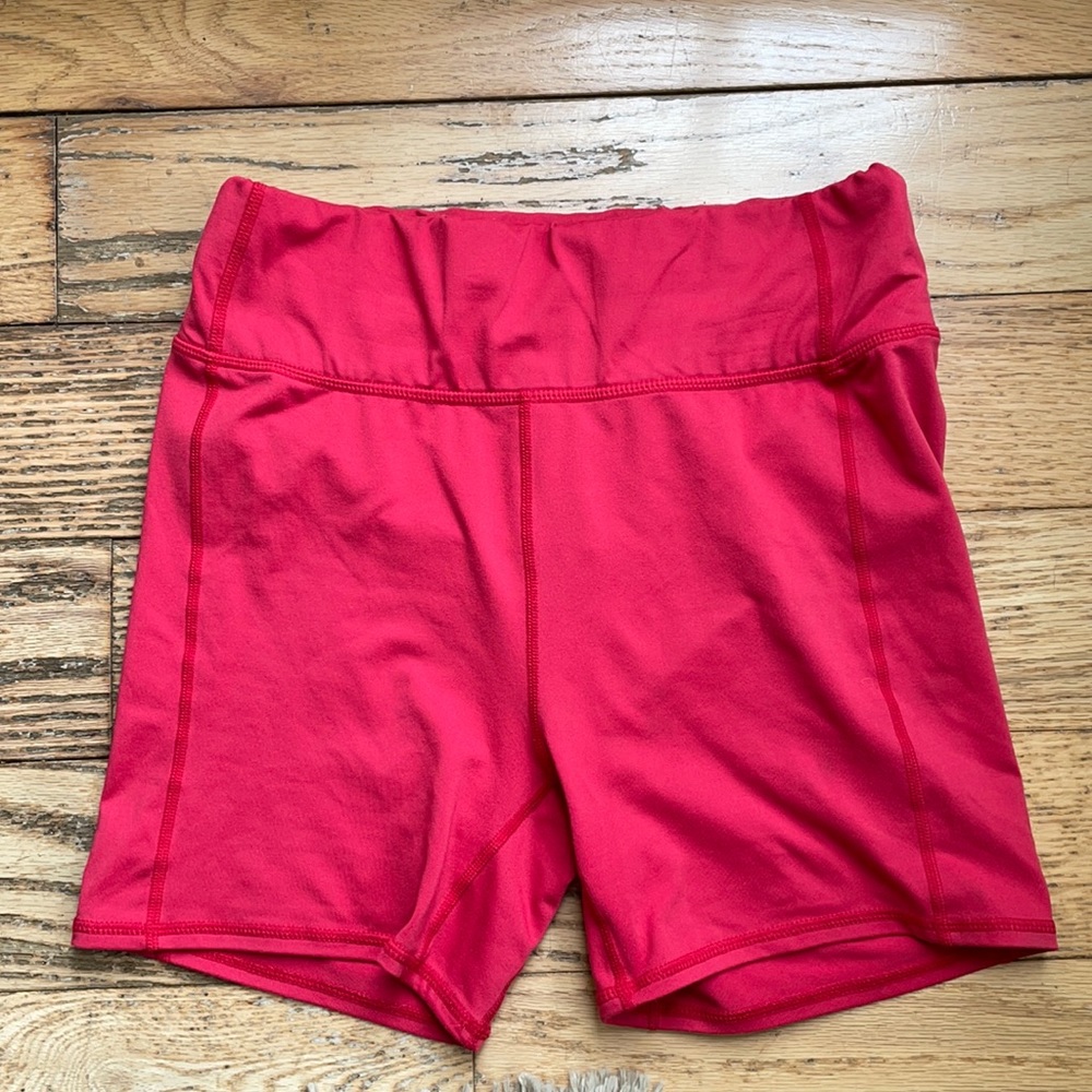 Red free people bike shorts